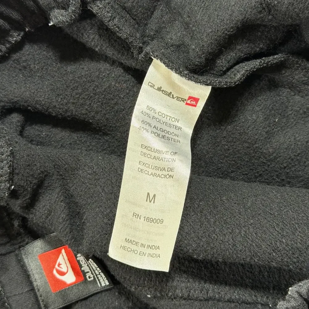Quiksilver Joggers Mens M Black Drawstring Lounge Pants Streetwear Casual
